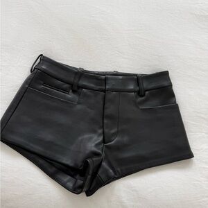 Nana Jacqueline Black Faux Leather Micro Shorts Size Small